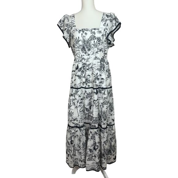 Entro Black and White Toile Pattern Dress - Size Large - Picture 1 of 6